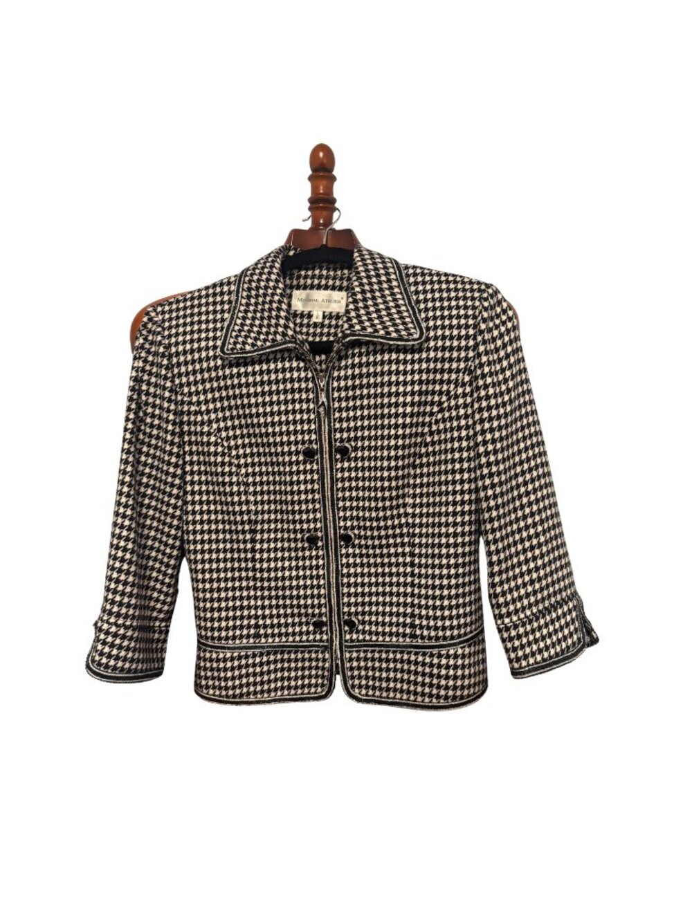 Mondial Atelier Black & White Houndstooth Zip Jacket